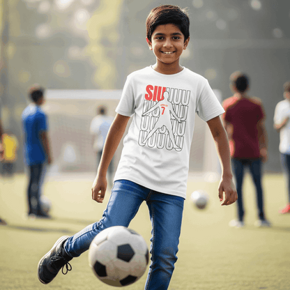Kid's Ronaldo Siu - Crew Neck T-Shirt - Ronaldo SIU celebration t-shirt CR7 Manchester United football fan apparel India