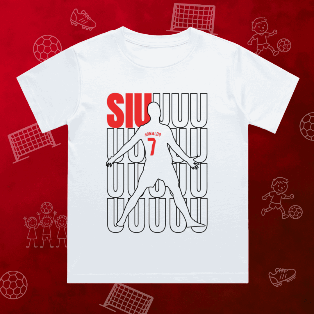 Kid's Ronaldo Siu - Crew Neck T-Shirt - Ronaldo SIU celebration t-shirt CR7 Manchester United football fan apparel India