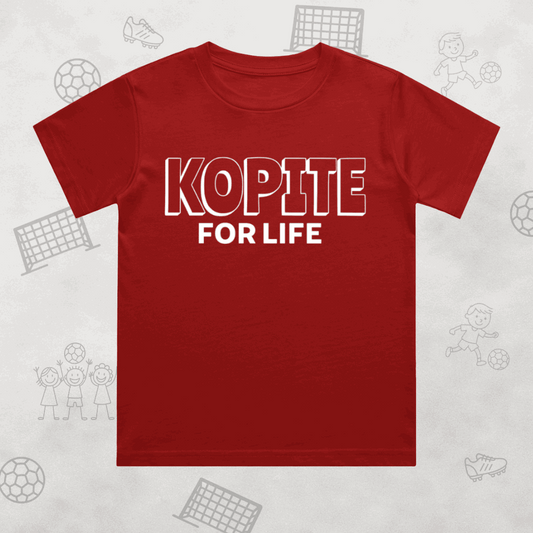 Liverpool kids t-shirt - Kopite for Life red crew neck for young Reds