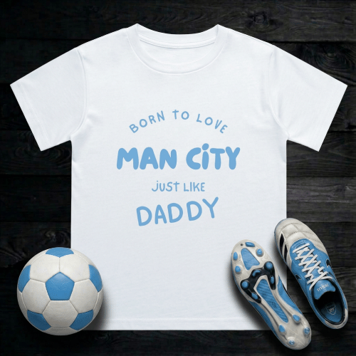 Kid's Born to Love Man City T-Shirt | Young Citizens Crew Neck - Future Etihad Legend