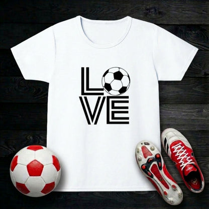Love Football Girl's T-Shirt | Crew Neck for Young Fans