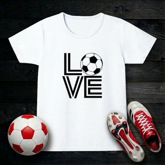 Love Football Girl's T-Shirt | Crew Neck for Young Fans