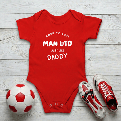 Born to Love Man Utd Baby Romper | Future Theatre of Dreams Bodysuit
