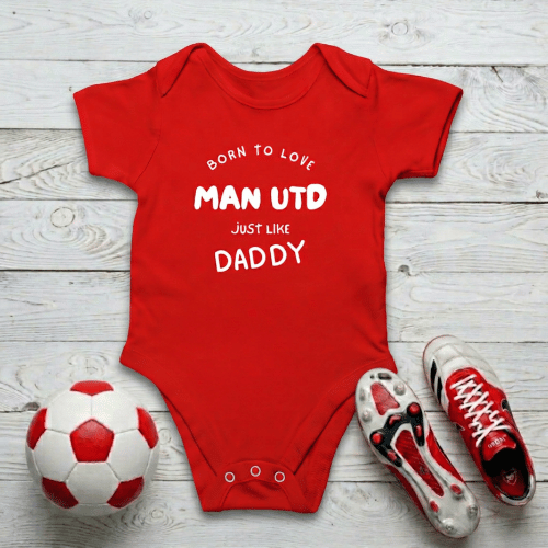 Born to Love Man Utd Baby Romper | Future Theatre of Dreams Bodysuit