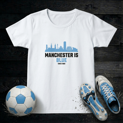 Manchester is Blue Man City Girl's Crew Neck T-Shirt | Young Citizens Pride