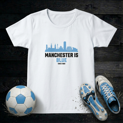Manchester is Blue Man City Girl's Crew Neck T-Shirt | Young Citizens Pride