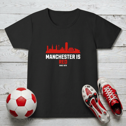 Manchester is Red Man Utd Girl's Crew Neck T-Shirt | Young Devils Pride