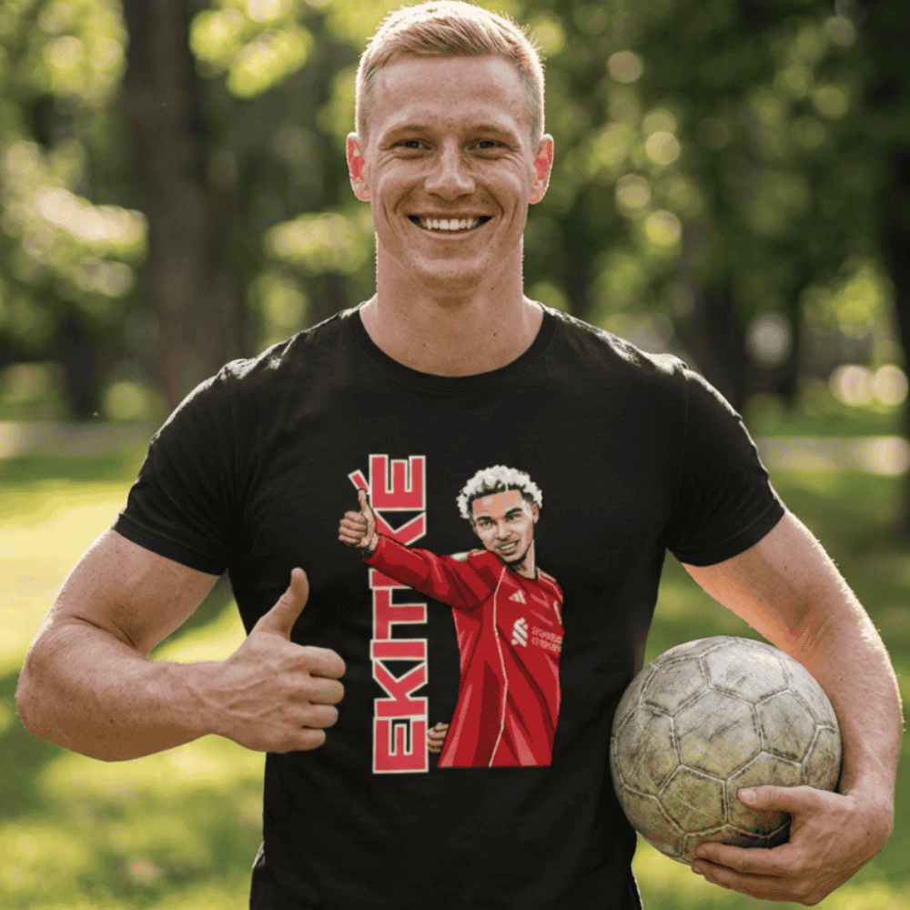 Men's Ekitike Celebration T-Shirt - Premium Cotton Football Tee for Adult Supporters