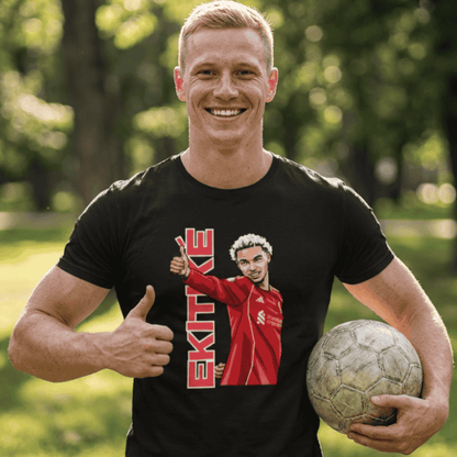 Men's Ekitike Celebration T-Shirt - Premium Cotton Football Tee for Adult Supporters