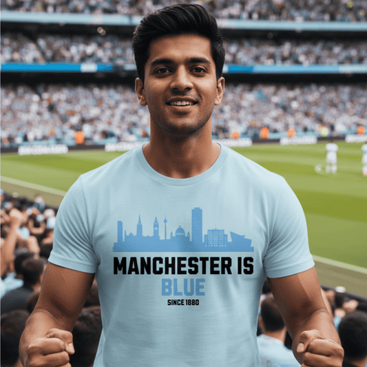 Manchester Is Blue T-Shirt | Sky Blues Pride Crew for City Fans