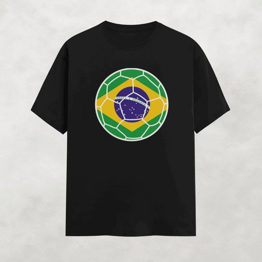 Brazil Football Flag Mens T-Shirt | Classic Crew for Supporters