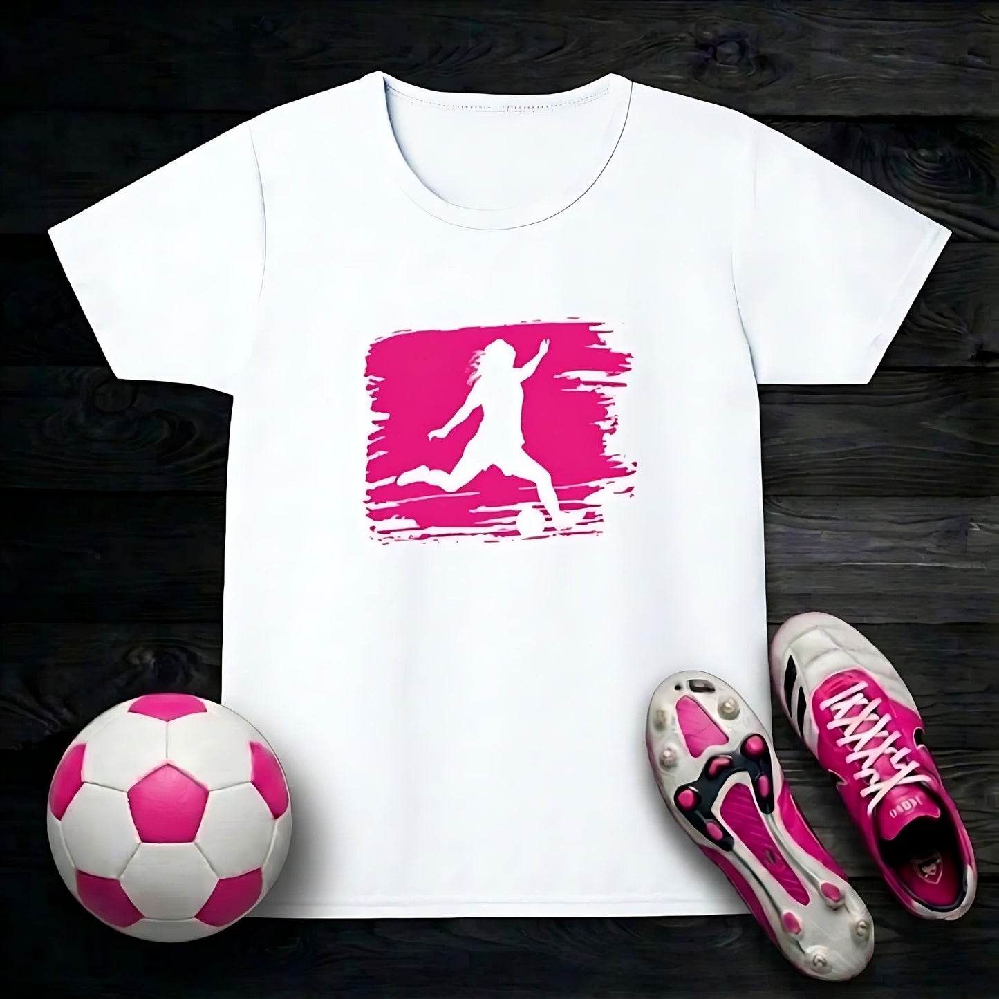 Football Girl's T-Shirt | Paint Silhouette Shooting Design