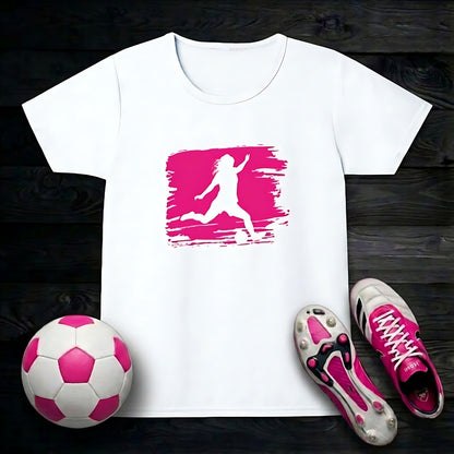 Football Girl's T-Shirt | Paint Silhouette Shooting Design
