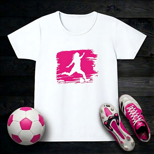 Football Girl's T-Shirt | Paint Silhouette Shooting Design