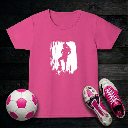 Football Girl's T-Shirt | Paint Silhouette Standing Design