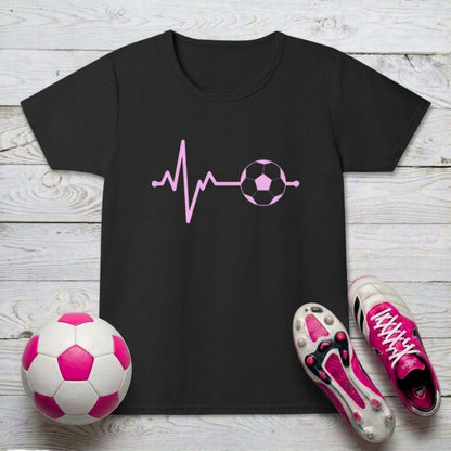 Football Pulse Pink Girl's T-Shirt | Crew Neck for Young Fans