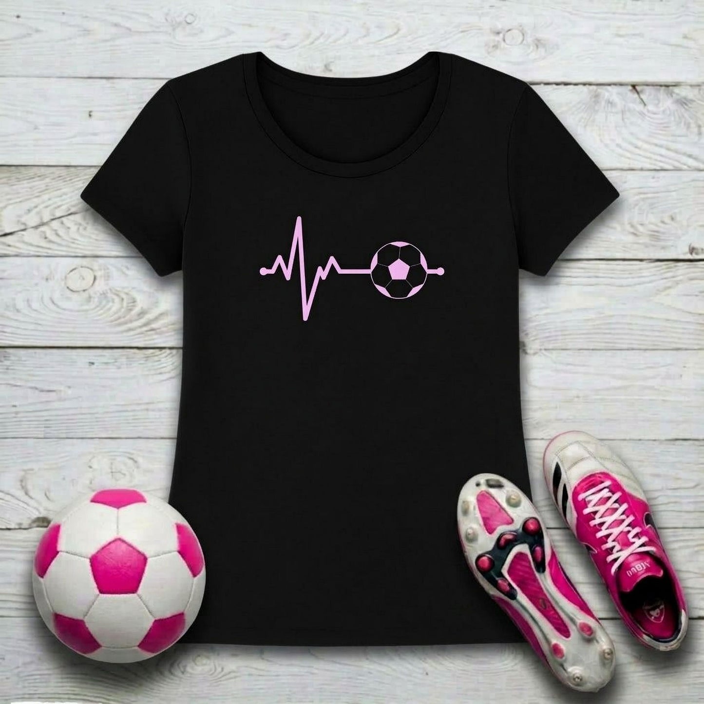 Football Pulse Pink Women's T-Shirt | Crew for Women Who Feel the Game