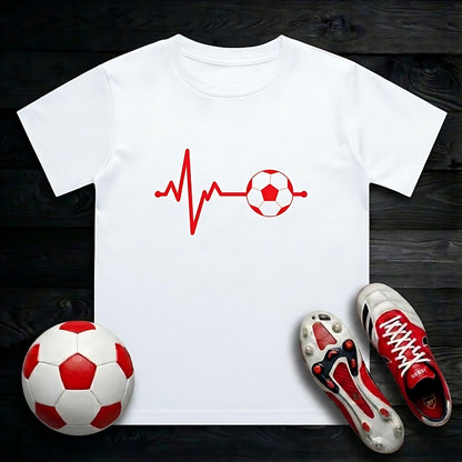 Football Pulse Red Kid's T-Shirt | Crew Neck for Young Fans