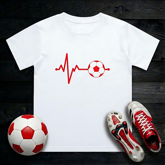 Football Pulse Red Kid's T-Shirt | Crew Neck for Young Fans