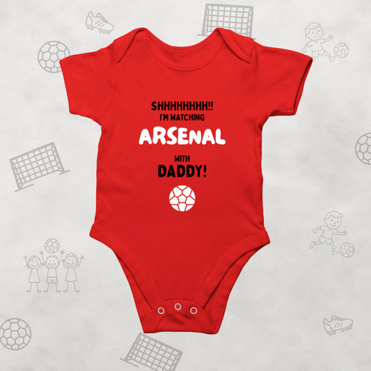 Shh! I'm Watching Arsenal Baby Romper | Tiny Gunners Matchday Bodysuit - Future Emirates Star