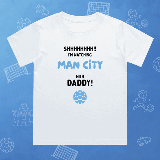 Kids Shh! I'm Watching Man City T-Shirt | Young Citizens Matchday Crew - Future Etihad Legend