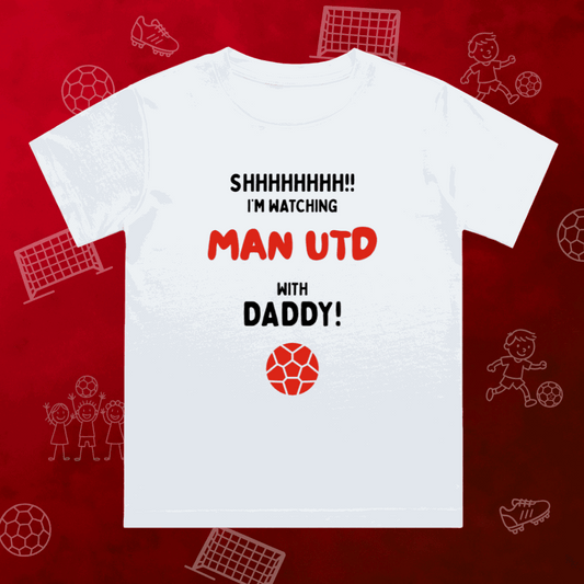 Manchester United Kids T-Shirt | Shh I'm Watching Man Utd - Young Red Devils Crew Neck