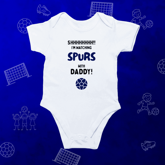 Baby Shh! I'm Watching Spurs Romper | Tiny Lilywhites Matchday One-Piece - Future White Hart Lane Superstar