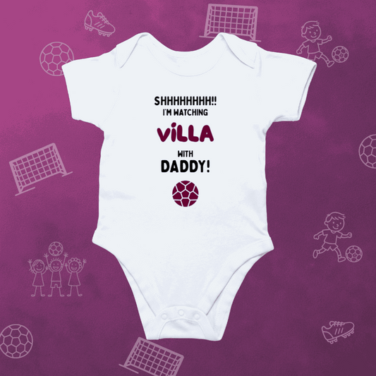 Shh! I'm Watching Villa Baby Romper | Tiny Villans Matchday Bodysuit - Future Villa Park Star