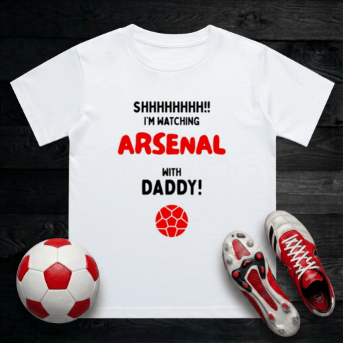 Kids Shh! I'm Watching Arsenal T-Shirt | Young Gunners Matchday Crew - Future Emirates Legend