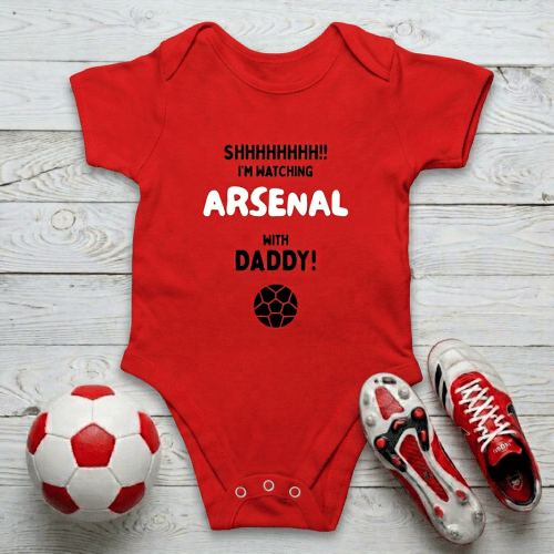 Shh! I'm Watching Arsenal Baby Romper | Tiny Gunners Matchday Bodysuit - Future Emirates Star