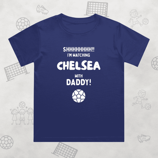 Kids Shh! I'm Watching Chelsea T-Shirt | Young Blues Matchday Crew - Future Stamford Bridge Legend