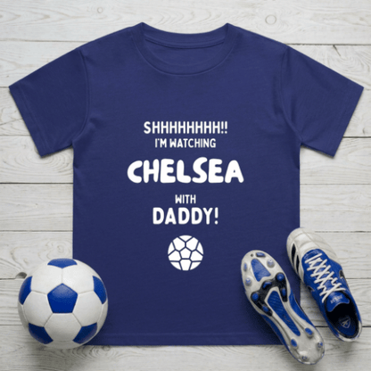 Kids Shh! I'm Watching Chelsea T-Shirt | Young Blues Matchday Crew - Future Stamford Bridge Legend