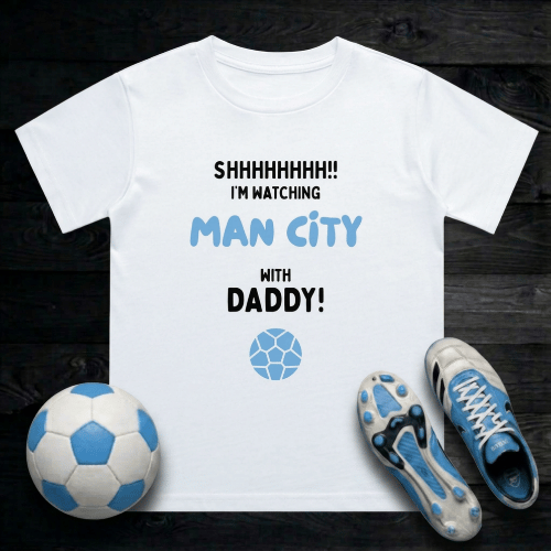 Kids Shh! I'm Watching Man City T-Shirt | Young Citizens Matchday Crew - Future Etihad Legend
