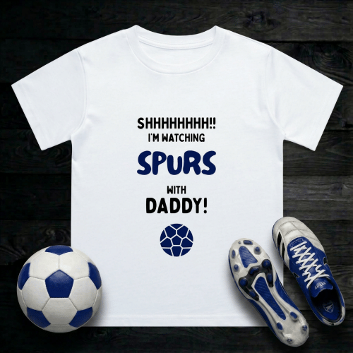 Kids Shh! I'm Watching Spurs T-Shirt | Young Lilywhites Matchday Crew - Future White Hart Lane Legend