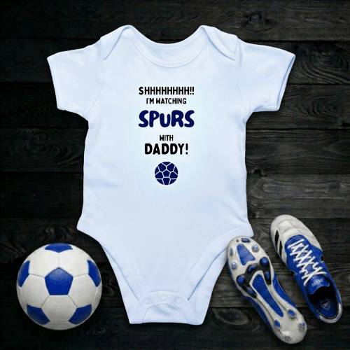 Baby Shh! I'm Watching Spurs Romper | Tiny Lilywhites Matchday One-Piece - Future White Hart Lane Superstar