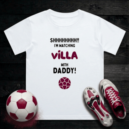 Kids Shh! I'm Watching Villa T-Shirt | Young Villans Matchday Crew - Future Villa Park Legend