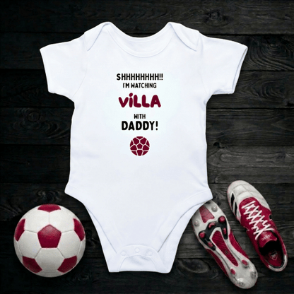 Shh! I'm Watching Villa Baby Romper | Tiny Villans Matchday Bodysuit - Future Villa Park Star