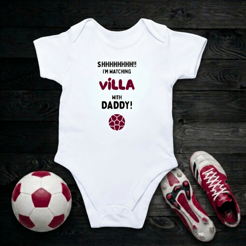 Shh! I'm Watching Villa Baby Romper | Tiny Villans Matchday Bodysuit - Future Villa Park Star
