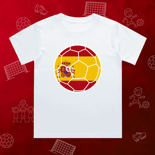 Spain Football Flag Kids T-Shirt | Classic Crew for Supporters