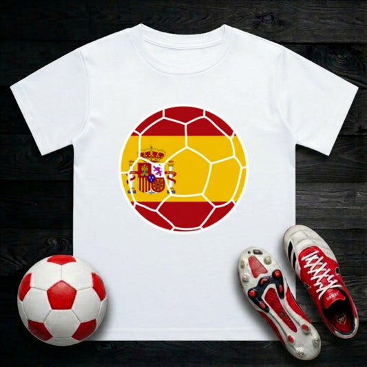 Spain Football Flag Kids T-Shirt | Classic Crew for Supporters