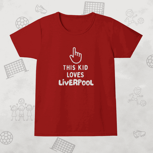 Liverpool FC Girls T-Shirt | This Kid Loves Liverpool - Young Reds Crew Neck
