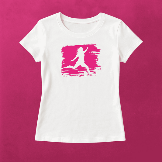 Women's football shooting silhouette paint art t-shirt for fans