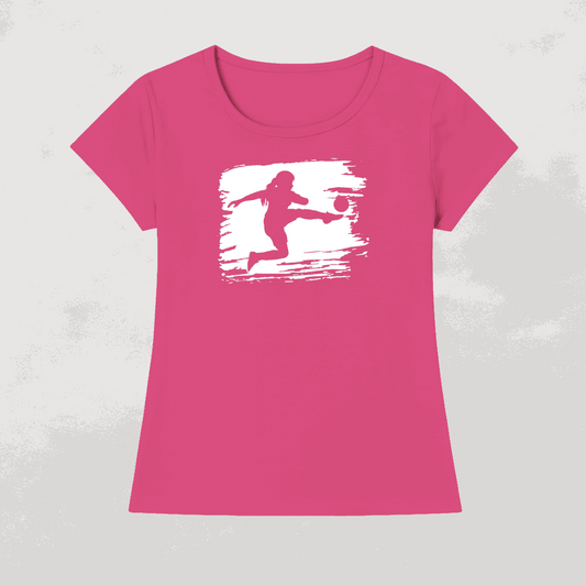 Women's football volley silhouette paint art t-shirt for fans
