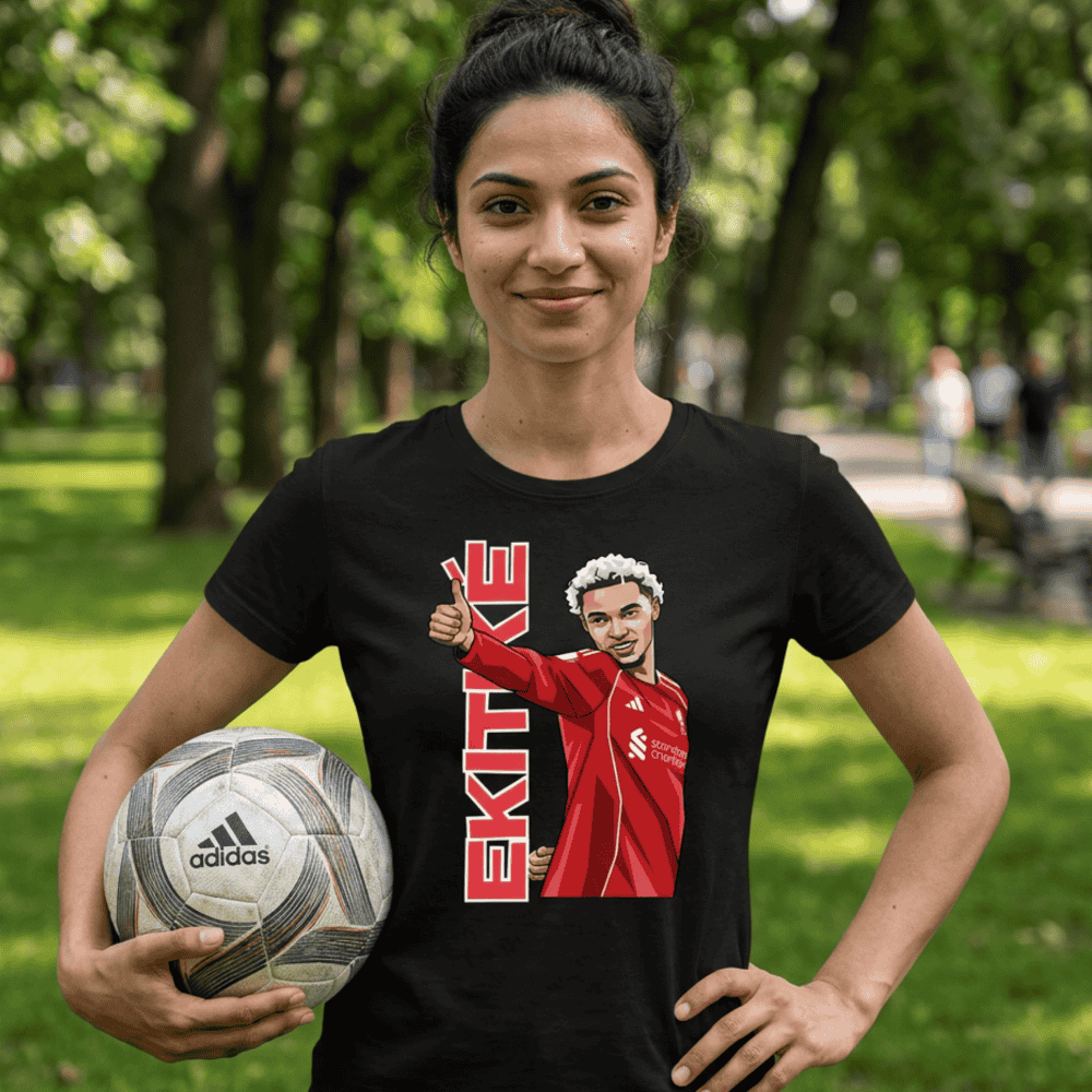 Women's Ekitike Celebration T-Shirt - Premium Cotton Football Tee for Adult Women Supporters