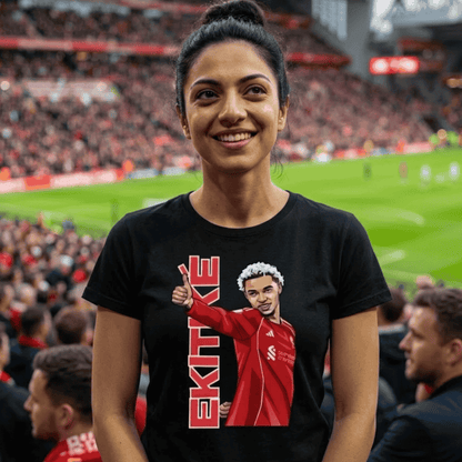 Women's Ekitike Celebration T-Shirt - Premium Cotton Football Tee for Adult Women Supporters