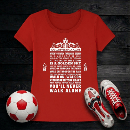 Liverpool FC Women's T-Shirt | YNWA Lyrics - You'll Never Walk Alone Classic